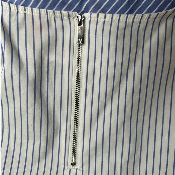 Vince Camuto: Oxford Blue Striped Long Sleeve Blouse Color Block Stripes - Picture 6 of 7